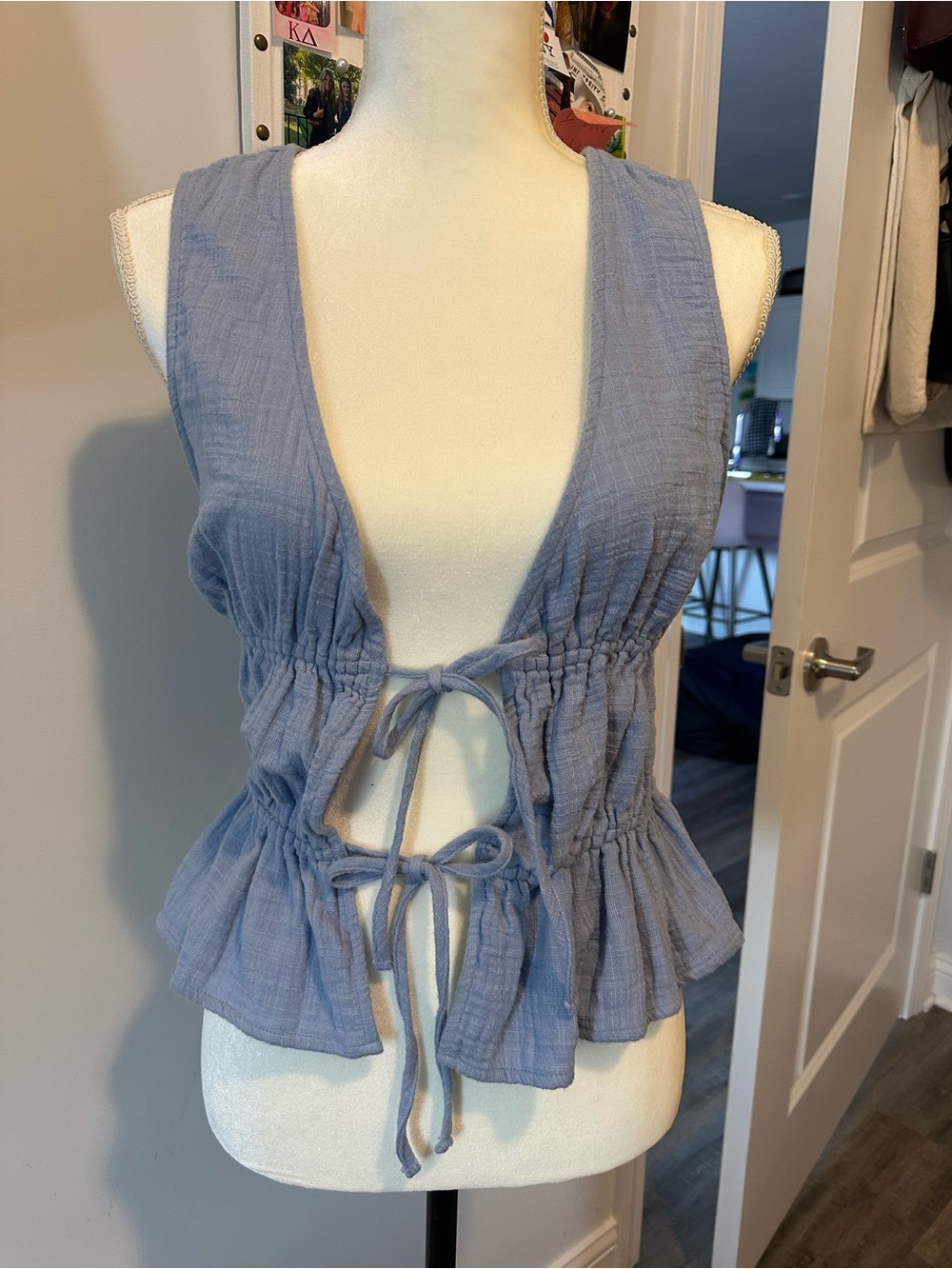 Aerie NWT Light Blue Tie-Front Summer Top